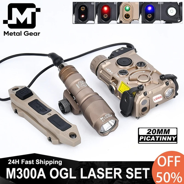 Tactical Metal OGL Red Green Blue Indicator Surefir M300A Flashlight Dual Switch Eotec Ogl Laser IR Sight White LED Scout Light