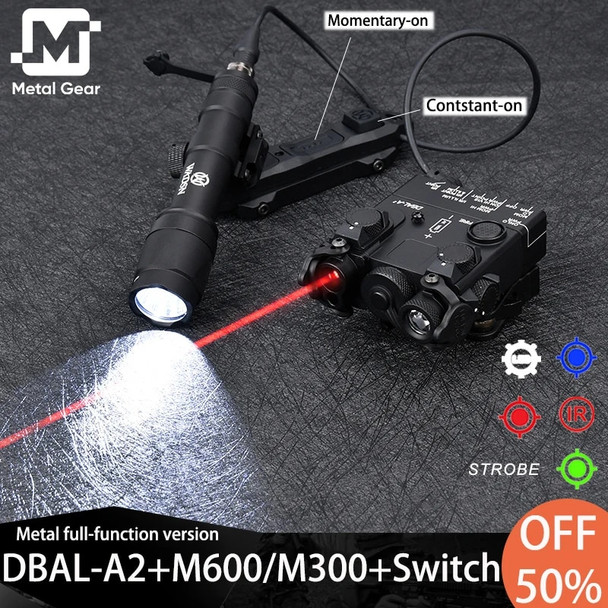 Tactical Upgrade Metal DBAL A2 Laser Strobe Red Blue Green Dot IR Sight Light+M300/M600 Flashlight+Dual Function Pressure Switch