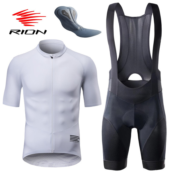 RION Man Cycling Maillot Jersey Set Bicycle Clothing MTB Shorts 2PCS Bib Shorts Men Long Distance Riding Bike Shirts Tights Set