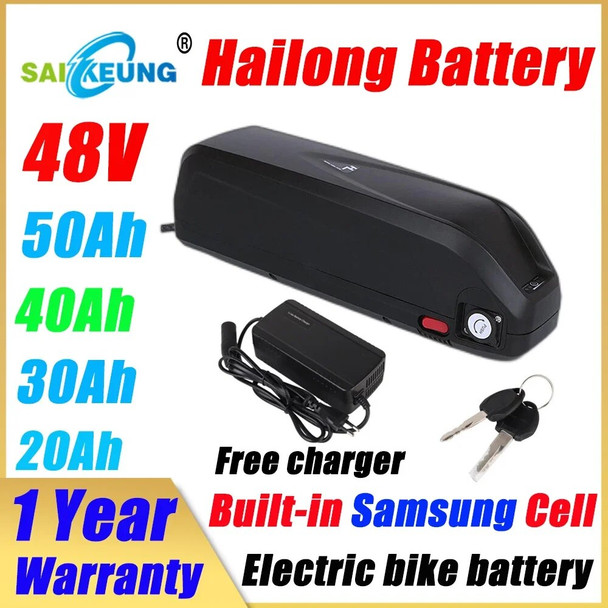 48v 60ah Hailong Electric Bike Battery 48v 20ah 24ah 30ah 40ah 50ah Bafang 750w 1500w3000W E Bike Accu 13s5p Lithium Ion Battery