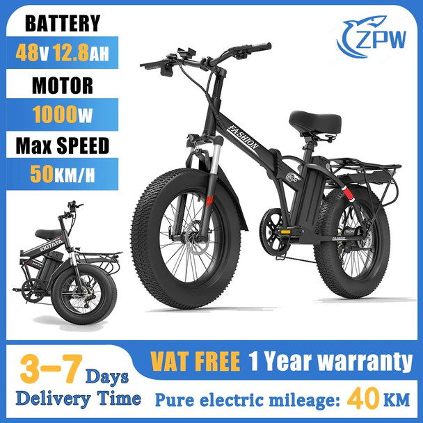 ZPW G20PRO Ebike 500W/1000W Adult Electric bike 48V12.8AH Foldable Electric bicycle 20 Inch Fat tyre Electric bike Snow E-bikes
