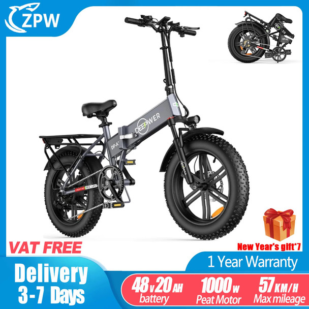 ZPW A1 Ebike 1000W electric Adult bike Bicycle 48V20AH Foldable electric Bicycle 20 inch fat tyre electric bike E-bikes