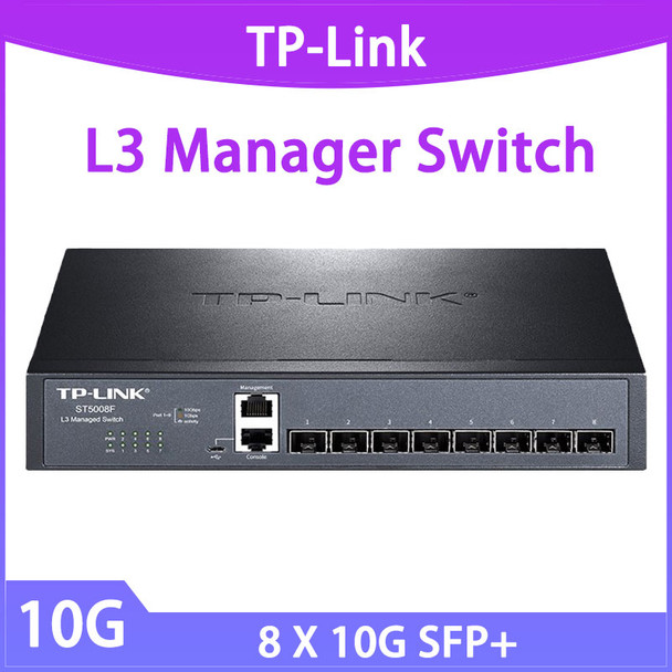 TP-Link 10gbe Switch Sfp+ All 8*10000mbps 3-layer Network TL-ST5008F Internet Hub Web Management NAS Core static router