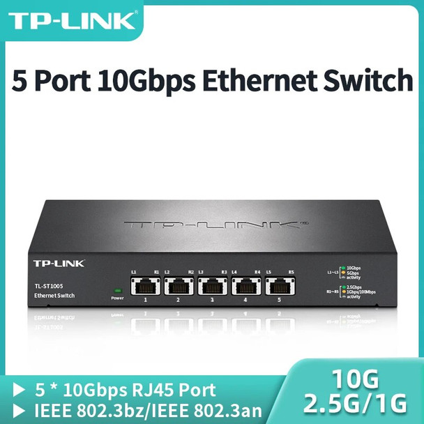 TP-Link 5 Port 10Gigabit Ethernet Switch 10000M Network Switcher RJ45 Plug and Play Networking Hub Internet Splitter TL-ST1005