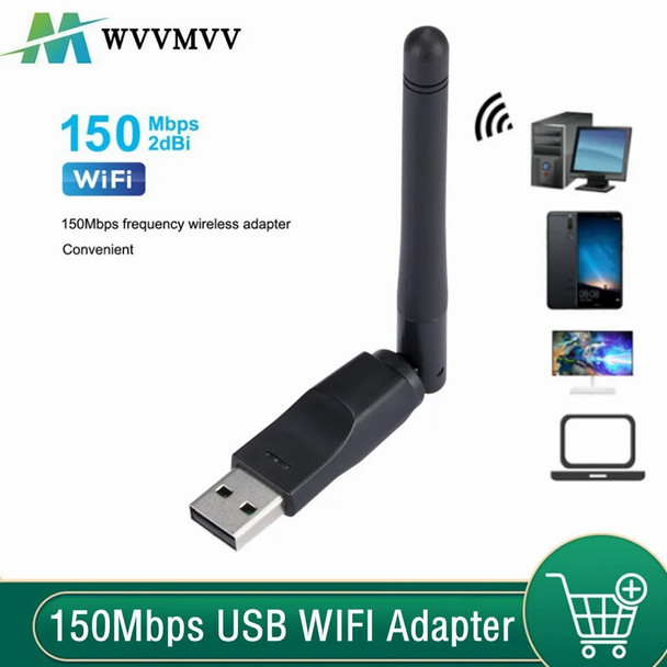 150Mbps WIFI Adapter Wireless Network Card Mini USB WiFi Adapter LAN Wi-Fi Receiver Dongle Antenna 802.11 b/g/n for PC Windows