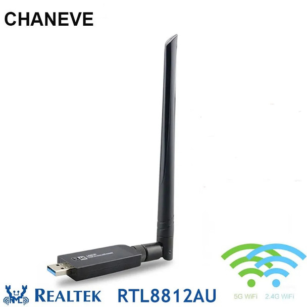 CHANEVE RTL8812AU Chipset 5GHz 1200Mbps WiFi Adapter USB 3.0 Wireless Network Card + 5dbi antenna For Windows 7/8/10/kali Linux