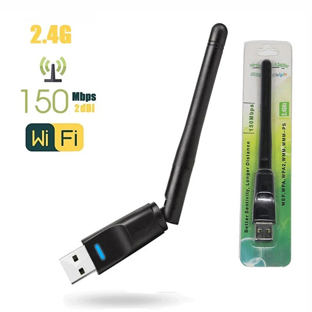 150Mbps MT7601 Wireless Network Card Mini USB WiFi Adapter LAN Wi-Fi Receiver Dongle Antenna 802.11 b/g/n for PC Windows 7/8/10