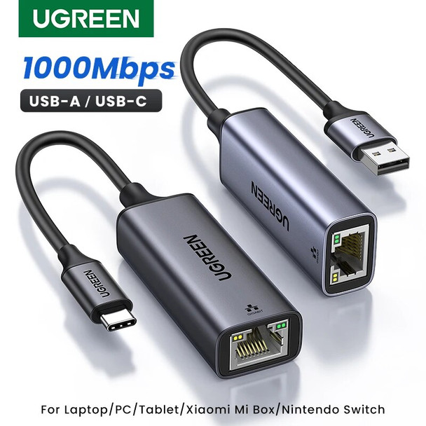 UGREEN USB Ethernet Adapter USB 3.0 Network Card to USB RJ45 Lan for PC Windows 10 Xiaomi Mi Box 3/S Nintend Switch Ethernet USB