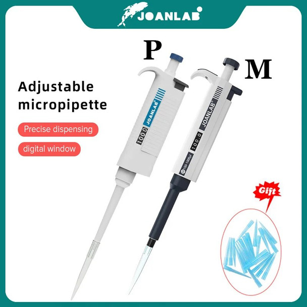 JOANLAB Laboratory Pipette Micro Pipette Gun Lab Single Channel Pipettor Adjustable Volume Micropipette TopPette Free Tips