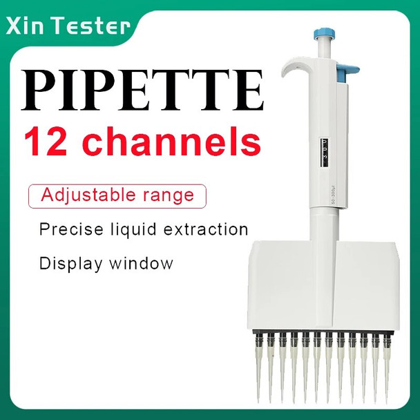 Xin Tester Manual Digital Adjustable 12 Channel Pipette Lab Option MicroPipette Variable Volume Pipettor Capacity 0.5ul-300ul