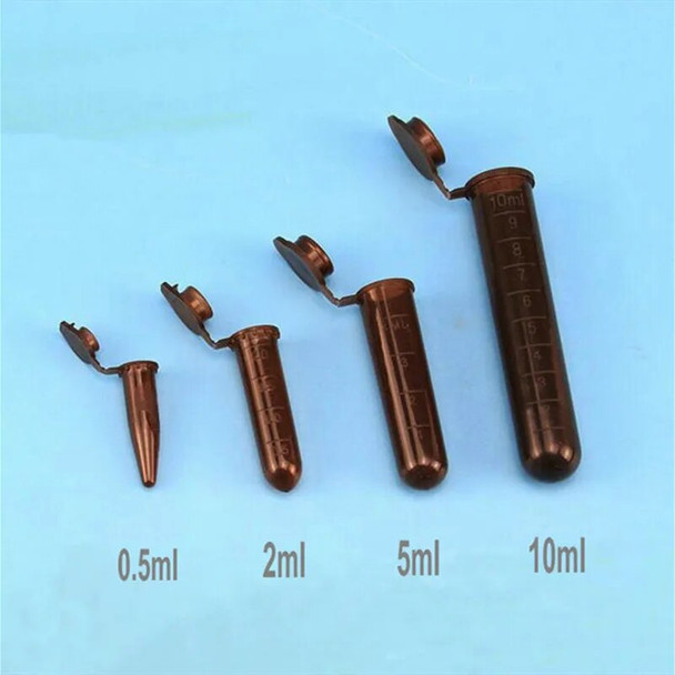 0.5ml 1.5ml 2ml 5ml 10ml plastic brown lucifugal centrifuge tube Micro Laboratory Test Tubing Vial lab sample container with cap