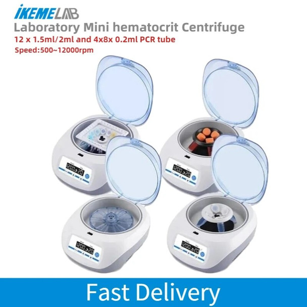 IKEME Mini Hematocrit Centrifuge Desktop 12000rpm Microcentrifuge Hematocrito PCR Tube Digital High Speed Centrifuge Machine