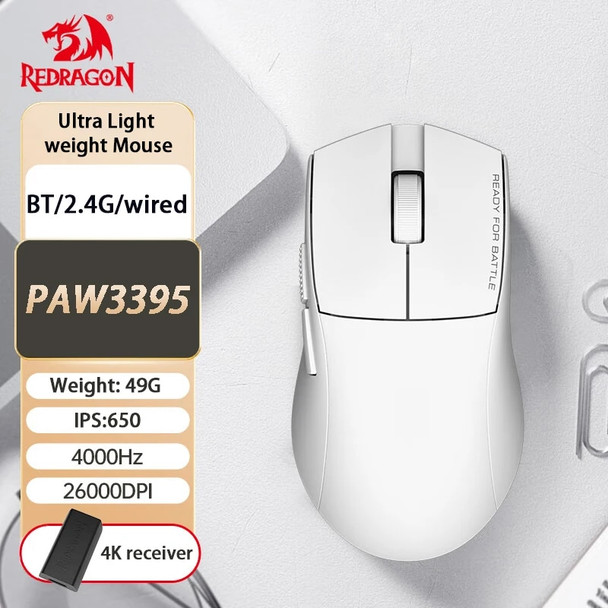 Redragon G49 PRO Wireless Gaming Mouse Ultra-Lightweight Pixart 3395 26,000 DPI 5 Programmable Buttons Long Battery Life PC Mac