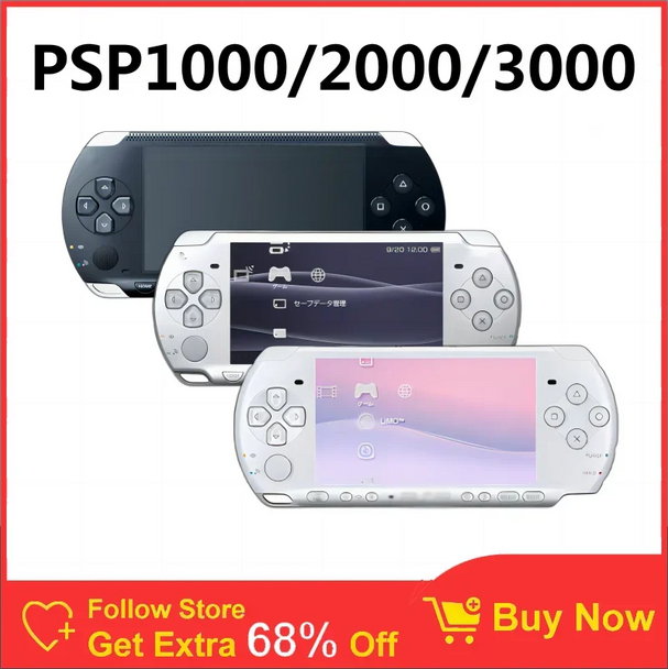 Free Shipping Original 80% New Used Console For Sony Playstation 1000 PSP 2000 3000 e1000 Console With 32GB TF Card