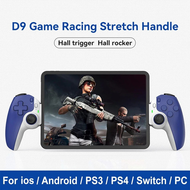 D9 Mobile Phone Stretching Game Controller with Turbo Bluetooth-Compatible 5.2 Dual Hall Somatosensory Controller Dual Vibration