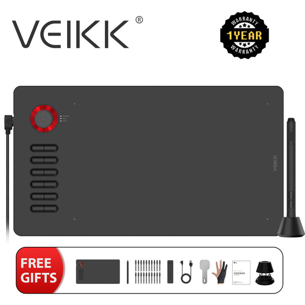 Graphics Tablet VEIKK A15PRO Digital Drawing Tablet with Battery Free Stylus Tilt Function Support Android Windows Mac 12 Keys