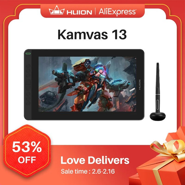HUION Kamvas 13 Graphic Tablet Monitor 120%sRGB Battery-Free Pen Display Drawing Monitor 8192 Levels Pen with Express Keys Gamut