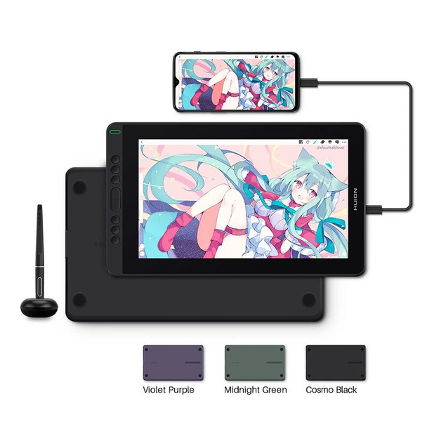 Huion Graphics Tablet Monitor Kamvas 13 Drawing Pen Display 13.3 Inch Screen Compatible with Windows MacOS Android Phone USB 3.1