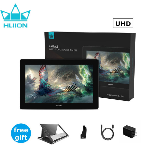 15.6 Inch Graphics Tablet HUION Kamvas Pro 16 Plus 4K UHD Screen Full Laminated Display 145%sRGB Drawing Monitor for Mac Android