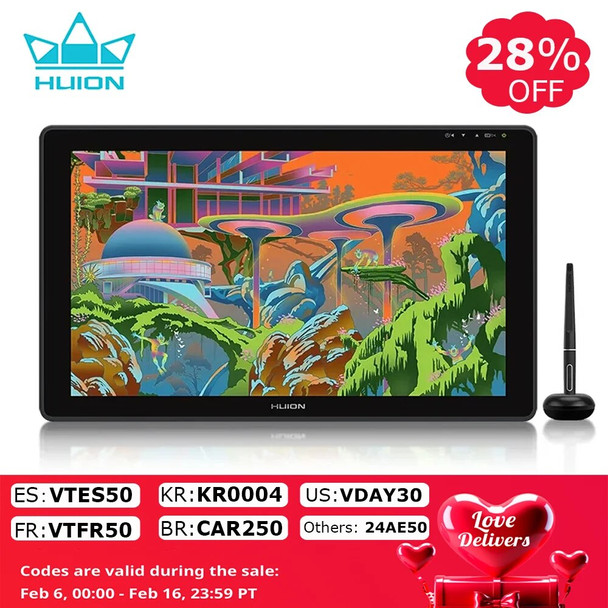 HUION Kamvas 22 Graphic Tablet 21.5 inch Pen Tablet Monitor Screen 120%s RGB Pen Display Anti-glare Support Windows/mac/Android