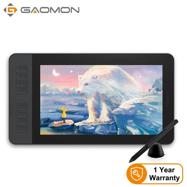 GAOMON PD1161 IPS HD Graphic Tablet Monitor With 8 Shortcut Key & 8192 Level Stylus, Digital Pen Tablet with Screen for Painting