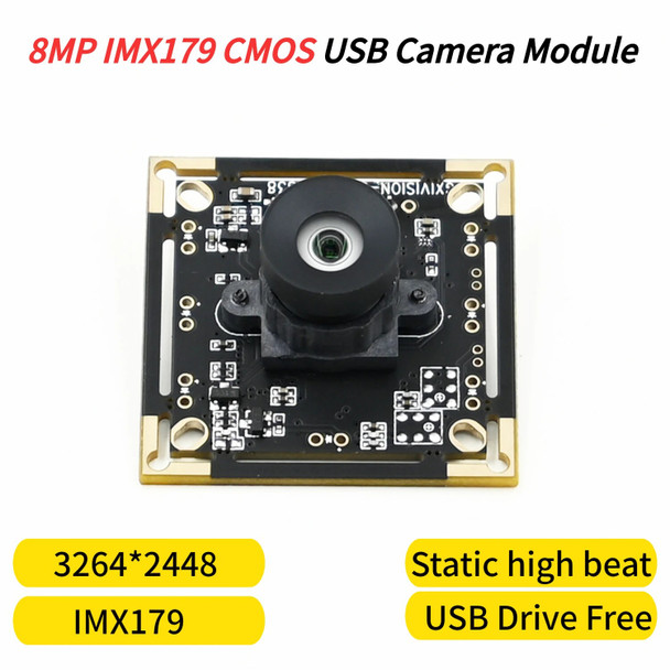IMX179 8 Megapixel USB Camera Module 8MP HD Webcam,3264x2448 15fps,Fixed Focus,Static High-Speed Shooting,Plug And Play
