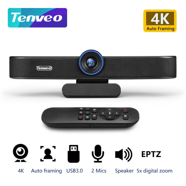 VA300B 4K Ultra-Wide Angle Conference Webcam 8MP EPTZ 5x Digital Zoom with Auto Framing USB PC Webcam Vmix OBS Living Streaming