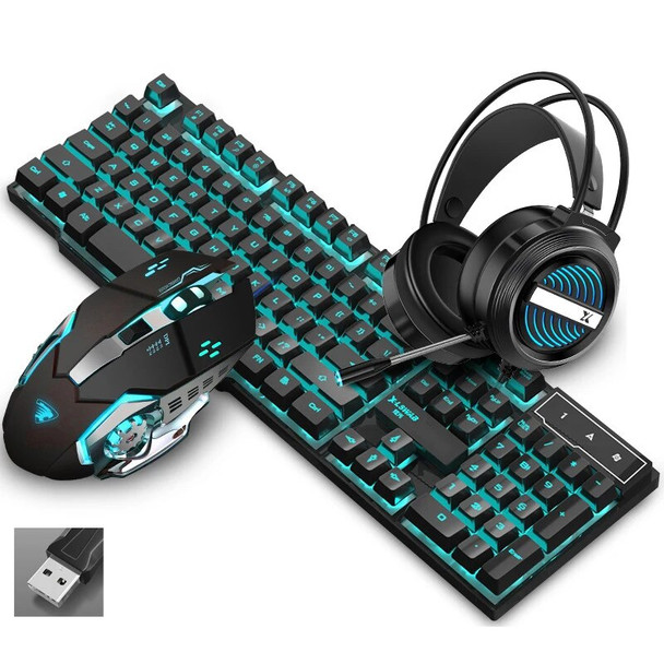 Gaming Keyboard and Mouse Combo Headset with Tea Switch and Marco Mouse and 26key Antighosting Keyboard Gamers Accessories