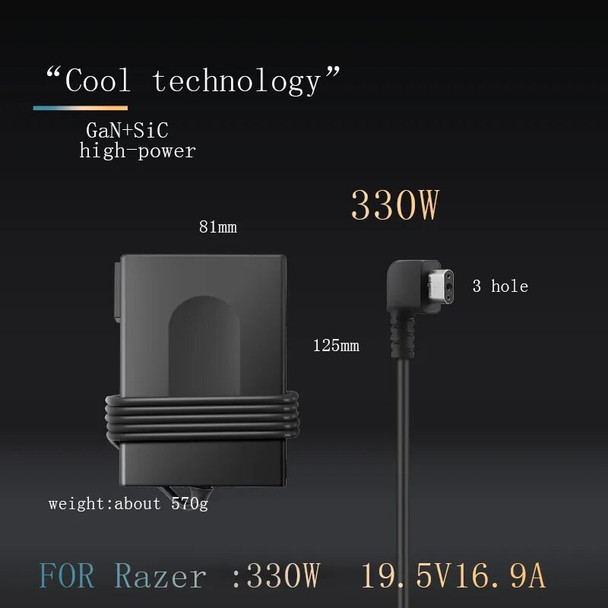 Anshu Portable Adaptor 330W Charger 19.5V 16.9A GaN Charger 3 hole Laptop AC Adapter for Razer Blade RC30-042302 RC30-04230200