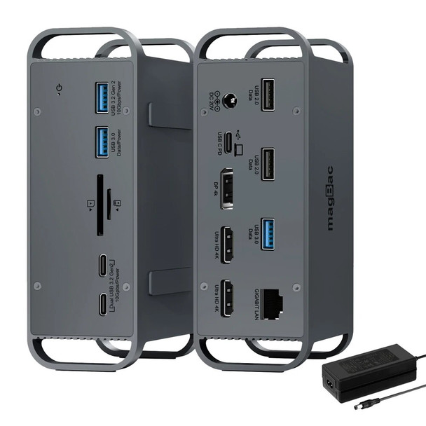USB C Docking Station 2x HDMI DisplayPort 4K 60HZ Triple Display 10Gbps Type C Dock for Lenovo Dell HP Laptop 65W Power Adapter