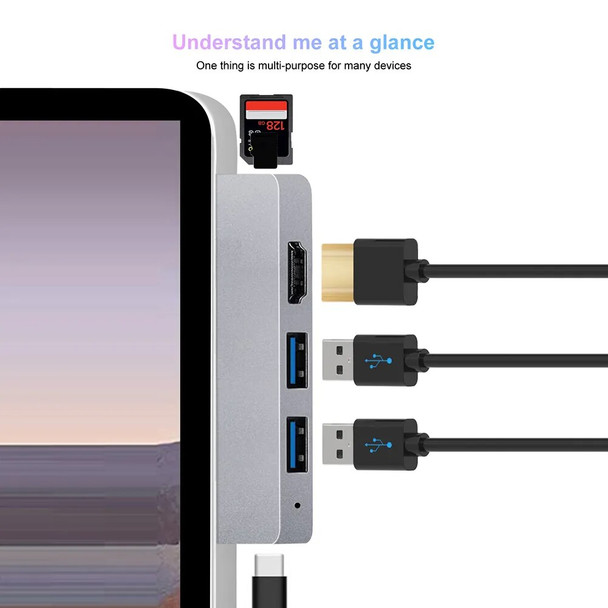 USB C Hub for Microsoft Surface Pro X Pro 8 Pro 9 Type-C Dock Adapter USB 3.0 HDMI Compatible TF SD Card Reader Docking Splitter
