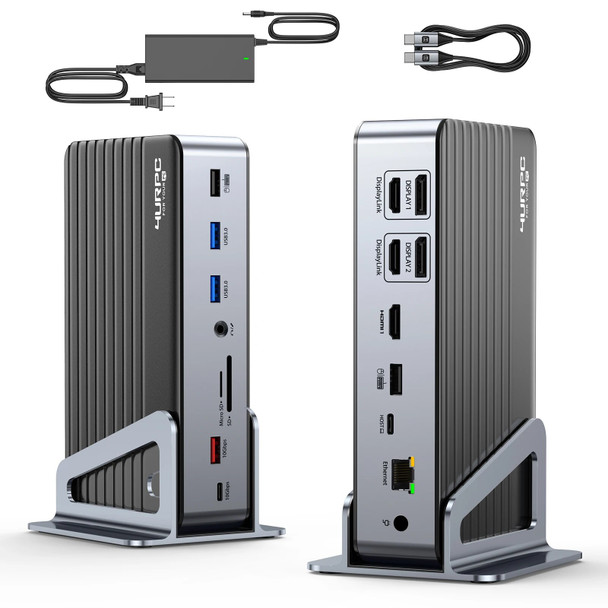 8K Laptop Docking Station Support 3 Monitors Triple 4K Display with 120W Power for MacBook Pro Air Dell HP Lenovo Surface