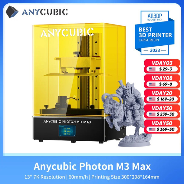 ANYCUBIC LCD SLA 3D Printer Photon M3 Max 13.6 Inch 7K High Speed UV Resin 3D Printer Printing Size 300*298*164mm