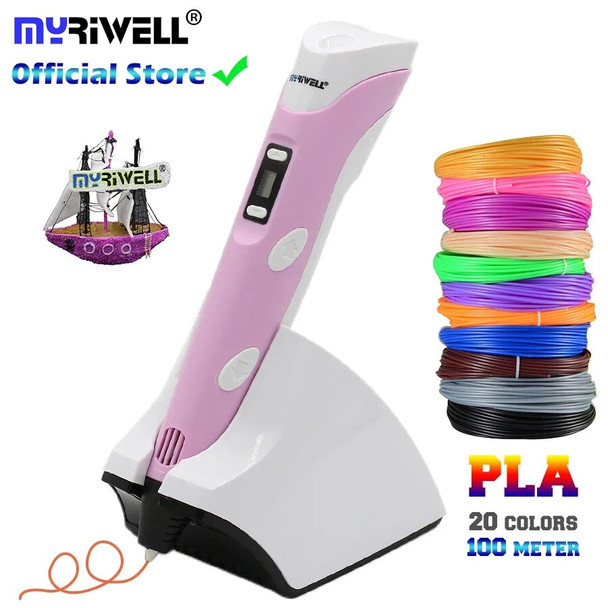 Myriwell Wireless Charging Low Temperature 3D Pen PCL/PLA 4th 3D Printing Pen Built-in 1500 mAh Battery Best Gift for Children