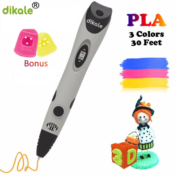 Dikale 3D Printing Pen Drawing Pen USB Charge Three D Printer Pencil Bonus Stencils Filament eBook for Kid Adult Creativity Gift