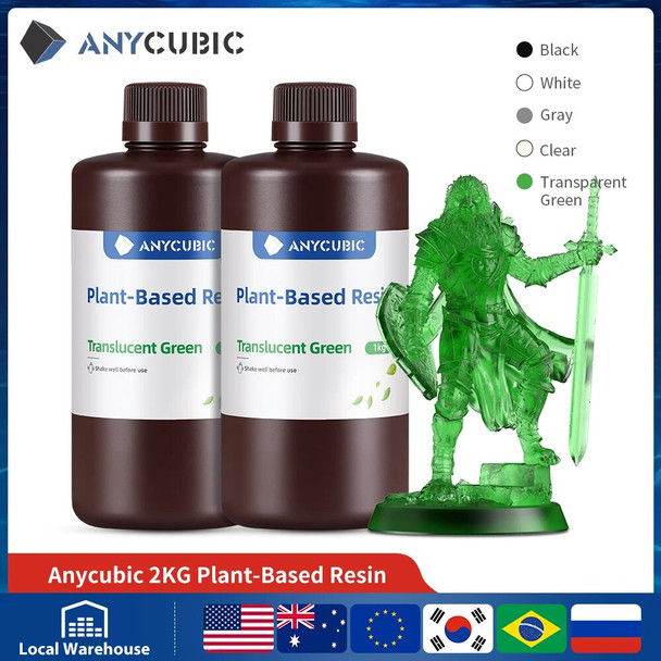 2 pieces/lot ANYCUBIC Plant-based UV Resin Low Odor Truly Eco-friendly Low Shrinkage 1KG Liquid Bottle LCD 3d Printing Materials 2 pieces/lot ANYCUBIC Plant-based UV Resin Low Odor Truly Eco-friendly Low Shrinkage 1KG Liquid Bottle LCD 3d Printing Materials