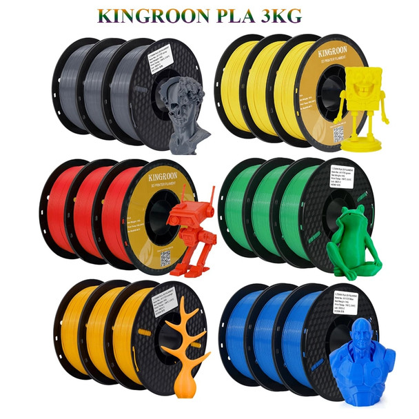 High Quality 3KG PLA Filament 1.75mm 3D Printing Plastic Material No Bubble Eco-friendly Multiple Color for 3D Printers 3D