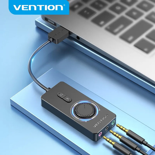 Vention USB Sound Card Audio Interface External Jack 3.5mm Mic Speaker Audio Adapter for Laptop PS4 PC Headset Audio Sound Card