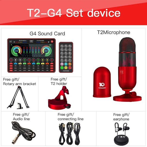 G4 Live Sound Card Microphone T2 Sound Card Stand Tray Webcast Sound Mixer Board Live Streaming Audio Mixer Sound Card For Phone