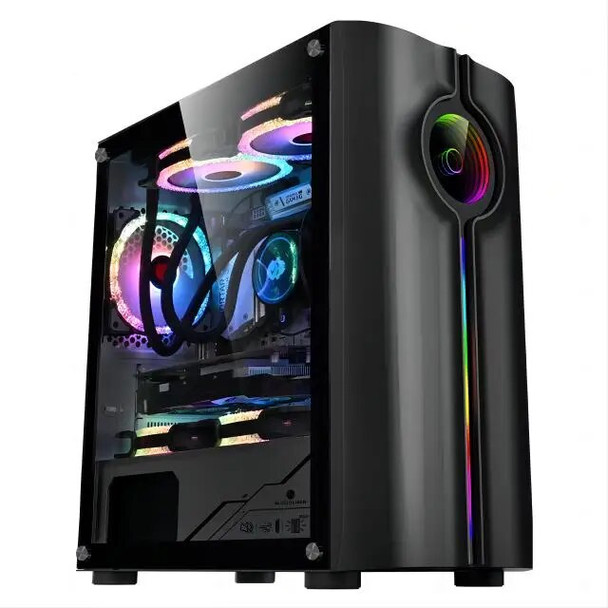 Desktop Computer Box Tempered Glass CPU Cabinet RGB Full Tower Gaming Computer PC Case