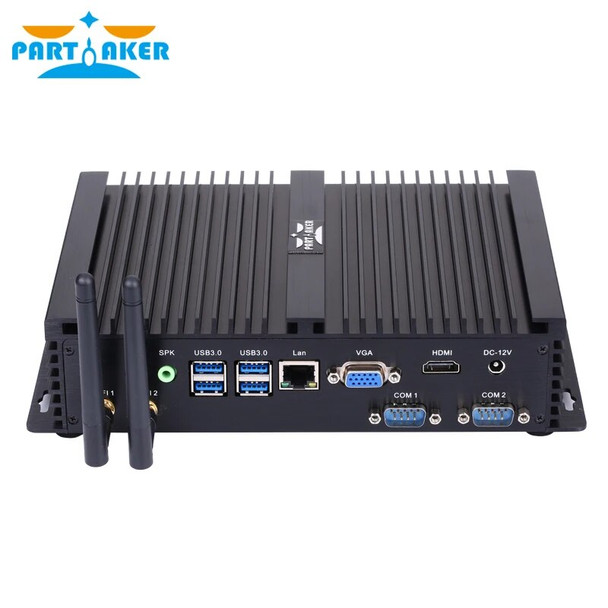 Partaker I3 Rugged Fanless Barebone Mini PC Core i3 i5 Windows 10 ITX Case Embedded Industrial Computer 1 LAN 1 VGA 2 COM