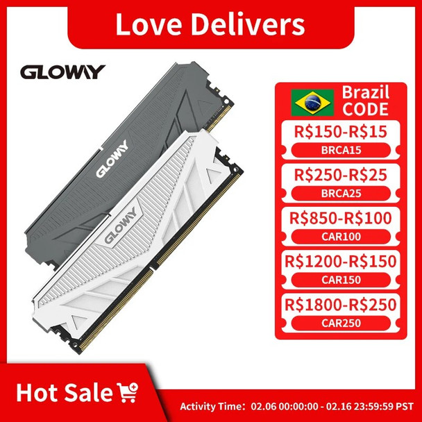 Gloway G1 Series RAM 16GB 8GB 3200MHz 3600MHz DIMM XMP Memoria Ram DDR4 8GBx2pcs for Desktop Gaming RAM With Heat Sink