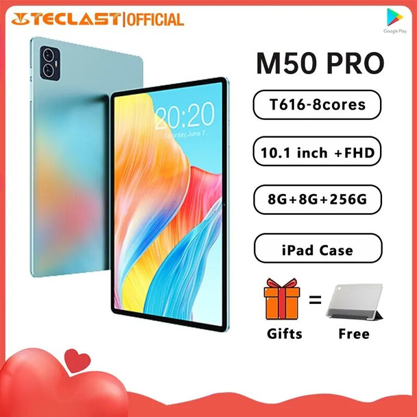 Teclast M50 Pro 2023 Android 13 Tablet 8GB RAM 256GB ROM UNISOC T616 10.1 Inch 1920*1200 4G Dual SIM LTE 6000mAh Type-C