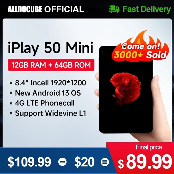 Alldocube iPlay 50 Mini Tablet 8.4inch Tiger T606 Android13 Widevine L1 Virtual Memory 8GB+4GB RAM 64/128GB ROM iPlay50
