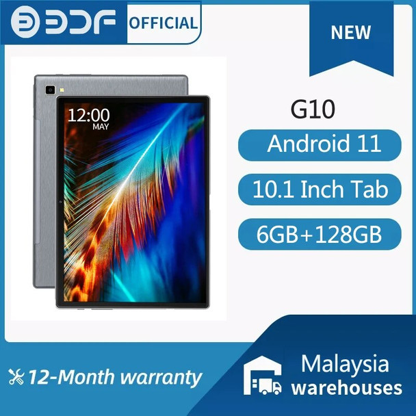 BDF G10 MTK Tablet 10.1" 1280x800 IPS Android 11 6GB RAM 128GB ROM 4G LTE 6000mAh 18W PD Fast Charging GPS