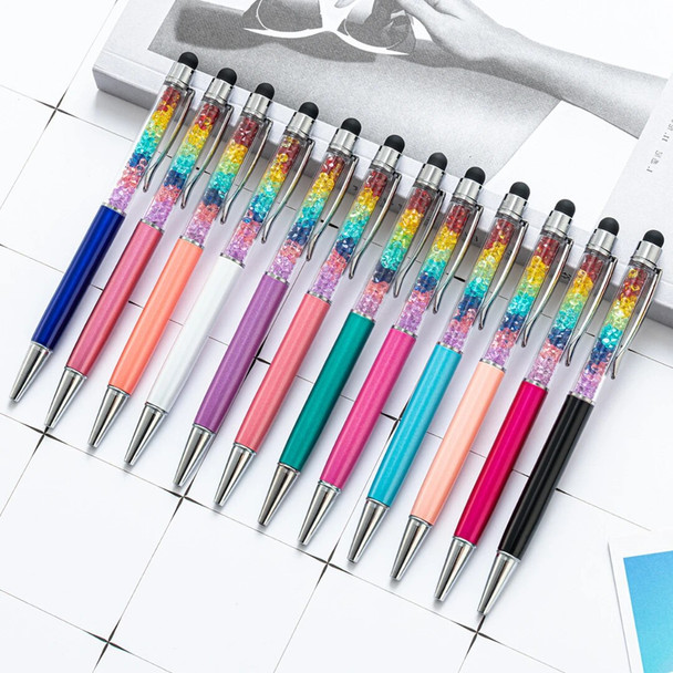 300pcs Diamond Ballpoint Pens Stationery Metal Ballpen 2 In 1 Crystal Stylus Touch Screen Pen