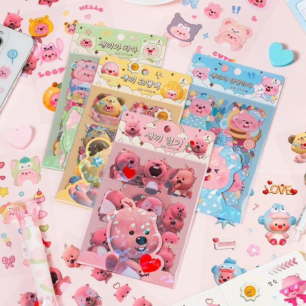 6Pcs/Pack Kawaii Zanmang Loopy Stickers Cute Anime Beaver Phone Water Cup Car Tablet Desktop Waterproof Stationery Sticker Gifts