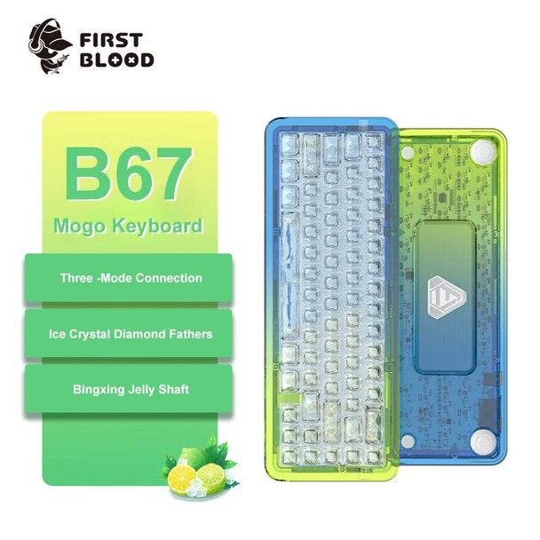 FirstBlood B67 Mojito 65% Layout Hot-Swappable Full Acrylic Gasket Mount Wired and Wireless Mechanical Keyboard for Win/Mac