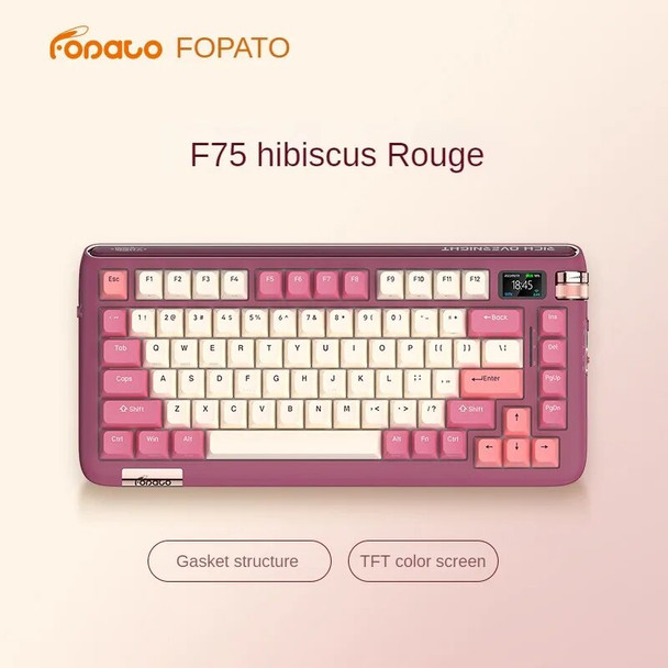 FOPATO F75 Customized Game Mechanical Keyboard Three Mode 2.4G Bluetooth Wired Full Key Hot Plug Gateway TFT Color Screen Gasket