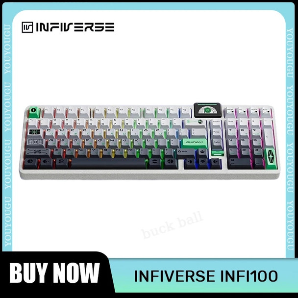 keyverse Infi100 Mechanical Keyboard Wireless 3mode Aluminium Alloy Split PCB Hot-Swap Keyboard Gasket RGB Office Game Keyboard